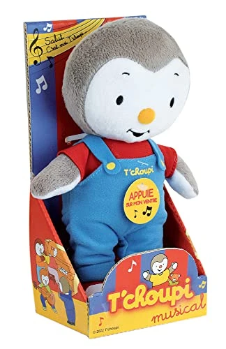 JEMINI | Peluche T'CHOUPI Musicale | 20 Cm | Chante le Générique de la Série TV | Licence Officielle | Finition Douce | Jouet D'Éveil Premier Age | Gamme T'choupi | Idée Cadeau Enfant Dès la naissance