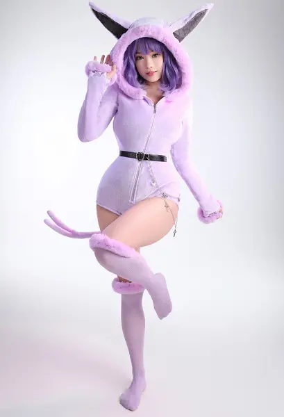 PM Derivative Bodycon Romper Pyjama Violet Fourrure Manches Longues À Capuche Body Combinaison Vêtements De Nuit avec Queue Ceinture et Chaussettes