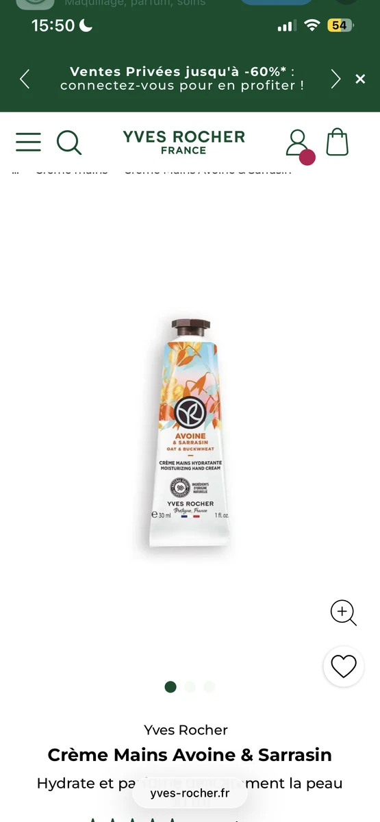 Crème Mains Avoine & Sarrasin • Yves Rocher