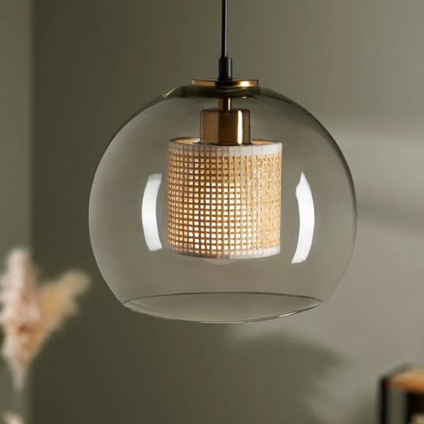 Suspension lumineuse pétale Bambou (D60 cm) Margaux Beige