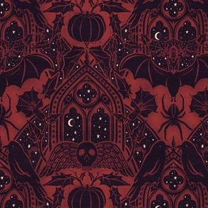 Gothic Halloween - large - crimson Fabric | Spoonflower