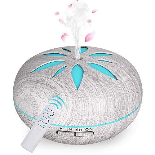 GeeRic Diffuseur d'Huile Essentielle 550ml, Humidificateur d'air Ultrasonique Brume Arôme Parfum Electrique avec Télécommande 7 Couleurs Changeantes Arrêt Automatique pour Chambre/Salon/Spa/Yoga