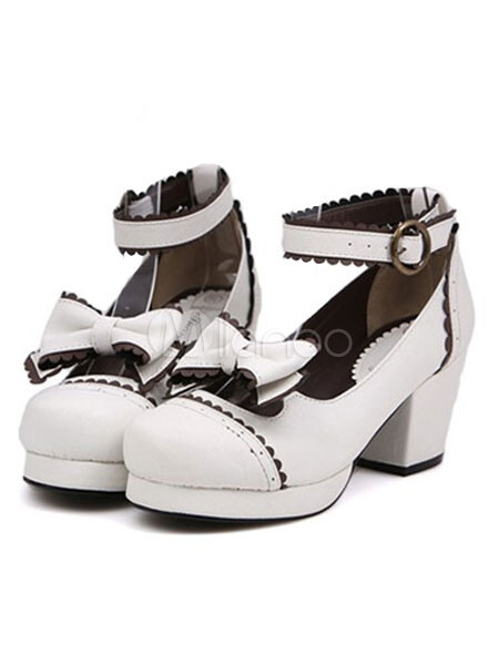  Lolita Chaussures parfaites avec noeud de polyuréthane / PU quotidien 8.5cm 
