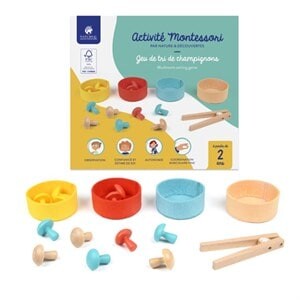 Jeu tri en bois champignons Montessori