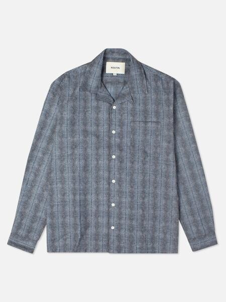 Tain Shirt in Blue Melange Brushed Cotton
