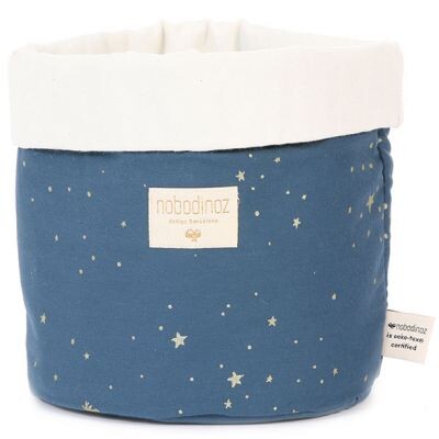 Panier de toilette en tissu Panda Gold stella Night blue (20 x 24 cm)