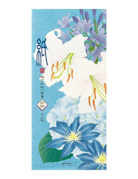 Papier à lettre washi vertical - [Été] Fleurs d'été - Midori