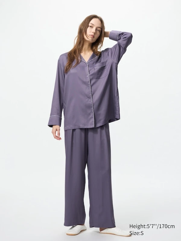 Pyjama satiné (Manches longues) pour Femme | UNIQLO FR