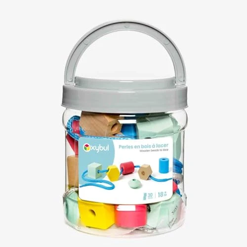 oxybul | 30 Perles en Bois à Lacer 18-5 Ans