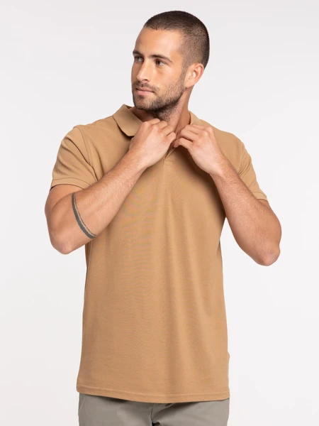 Polo coloris fauve homme
