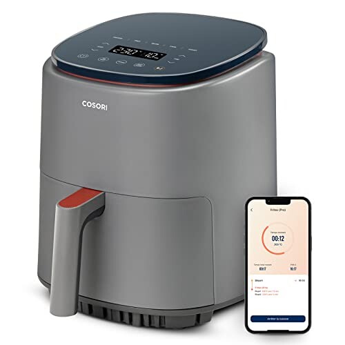 COSORI Lite Friteuse sans Huile intelligente Amazon Exclusivité 3,8L XL avec 140+ Recettes en Ligne, Air Fryer 1500W pour 2-3 Personnes , Friteuse à Air Chaud avec 7 Programmes, 75 à 230 °C, Gris