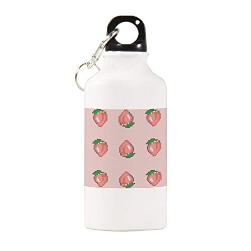 💋🤩⚜️🍑Stainless Steel Sports Water Bottle Animal Crossing 8 Bit Peach Sports Water Bottle with Carabiner Clip, 20 oz