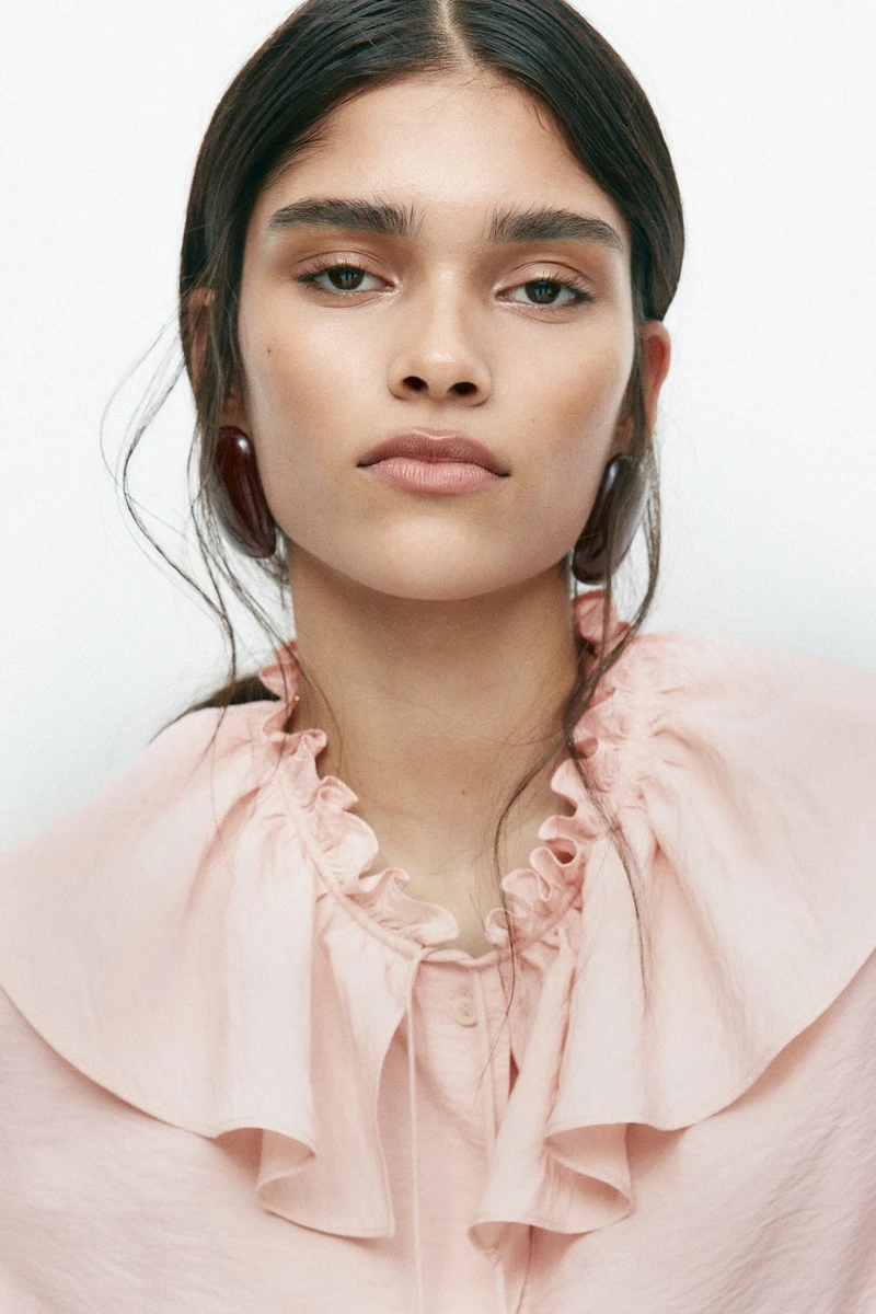 Blouse volantée - Rose poudré - FEMME | H&M CH