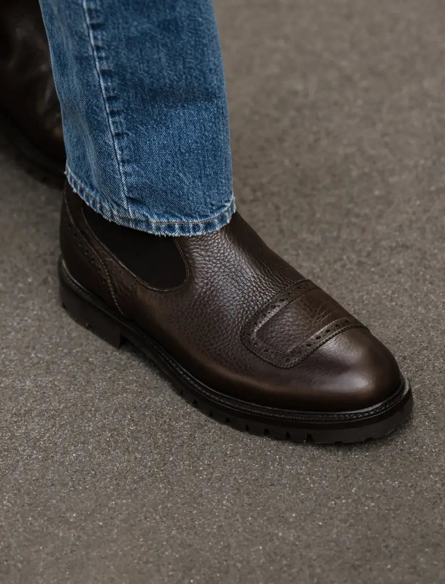 Velasca | Bottines Chelsea en cuir marron d’inspiration biker