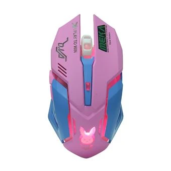 Souris de jeu sans fil Ordinateur PC de récepteur USB optique 2.4G pour ordinateur portable - Rose noir