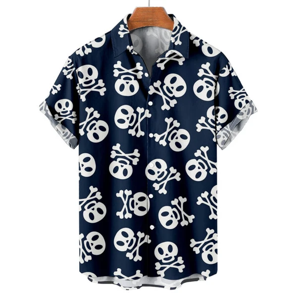 Smiley Skull Print Hawaiian Shirt – Funny Mens Cool Beach Top | Tropi Hawaiian Shirts Store