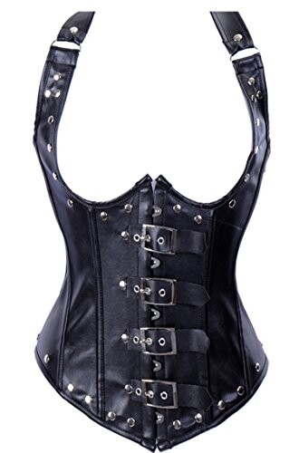jutrisujo Steampunk Marron Underbust Bustier Corset Cuir Baleine Acier Gothique Femme