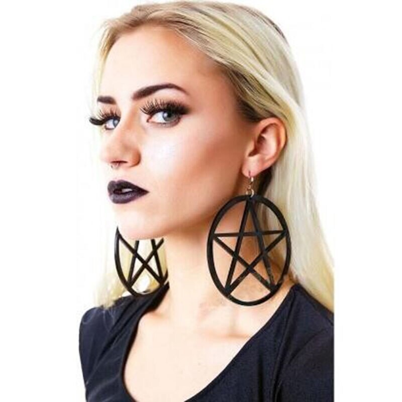 Boucles d'oreilles pendantes en acrylique pour femmes, grand pentagramme noir, Bijoux légers classiques, grande étoile, nouvelle collection 2021