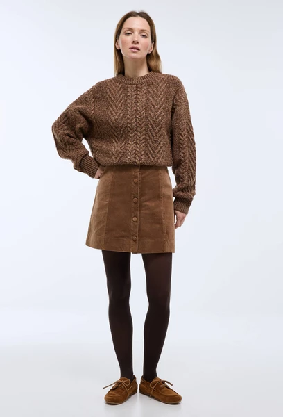 Jupe courte boutonnée velours contenant du coton