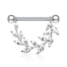 Piercing pour le téton avec feuilles en pierres