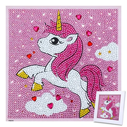 MWOOT 5D Enfants Peinture Diamant Point De Croix Kit D'artisanat,DIY Childrens Diamond Art Painting Craft Peinture pour Décoration et Cadeaux(20x20CM),Licorne