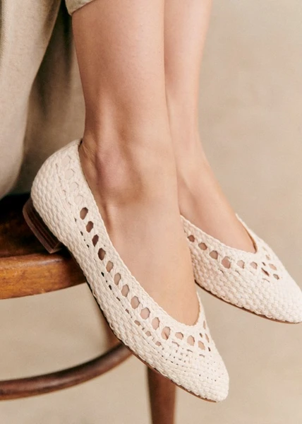 Ballerines Low Anya - Raphia Naturel Tressé - Raphia - Sézane