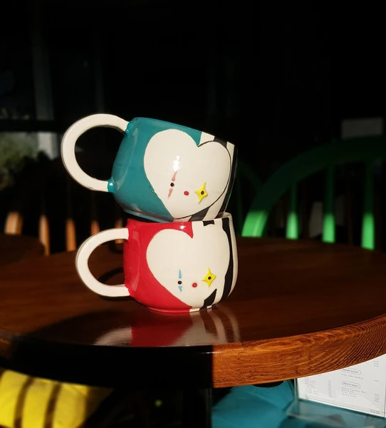 Cute Clown Mug - Handmade Ceramic Coffee Mug, Kawaii Tea Cup, Unique Pottery, Christmas Gift