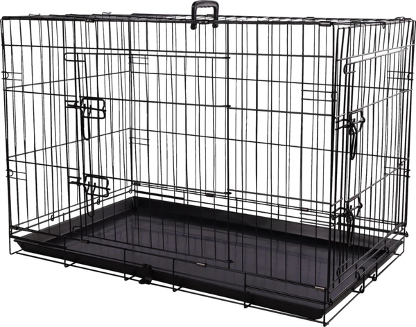 Habitat Chien - Flamingo Cage d'éducation métallique Mezo Noir Taille L - 56 x 92 x 64 cm