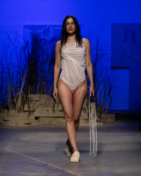 Draped Wetlook Swimsuit