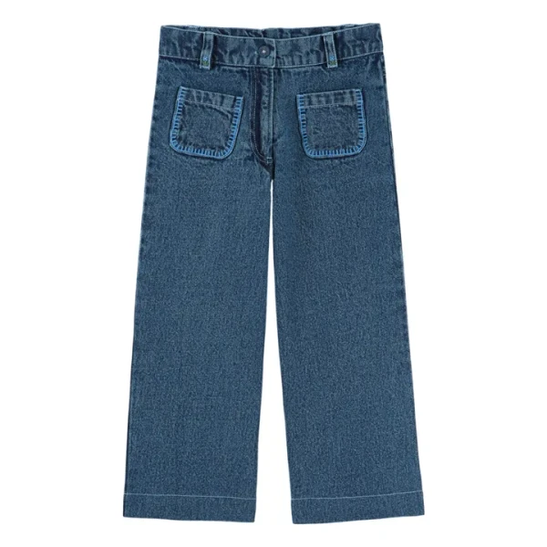 Jean Poches Brodées | Bleu