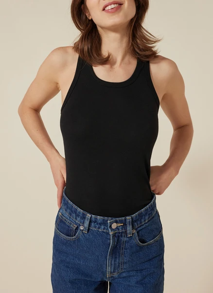 DéBARDEUR AJUSTé EN COTON BLACK PETIT BATEAU - FEMME | Place des Tendances