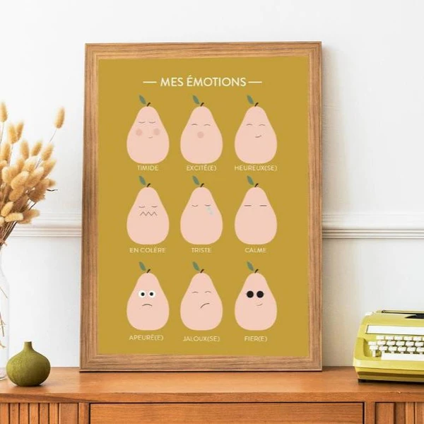 Affiche éducative et psychologique des émotions poire pour les enfants