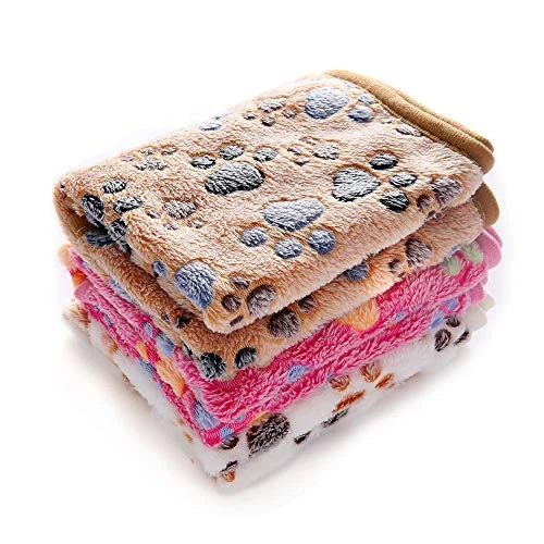 luciphia Couverture en Peluche Ultra-Souple pour Chien/Chat 3 Pièces Patte Small (60 * 40cm)