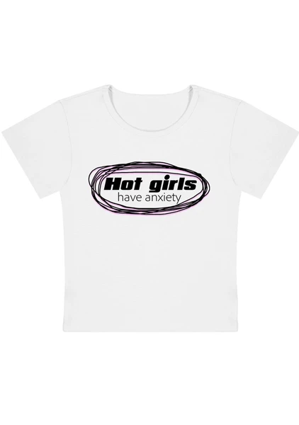 Hot Girls Have Anxiety Y2k Baby Tee