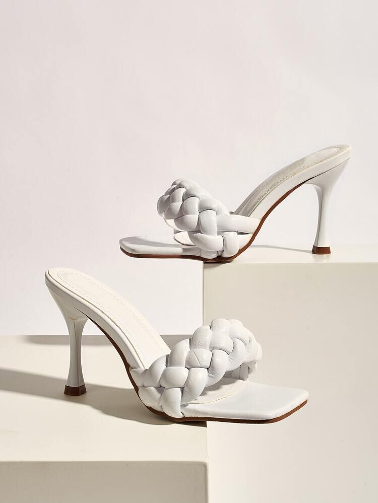 Mules à talons épais à brides tressées