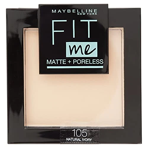 Maybelline New York - Poudre Compacte Fit Me Matte &amp; Poreless - Peaux normales à grasses - 105 Ivoire Naturel - 9 g