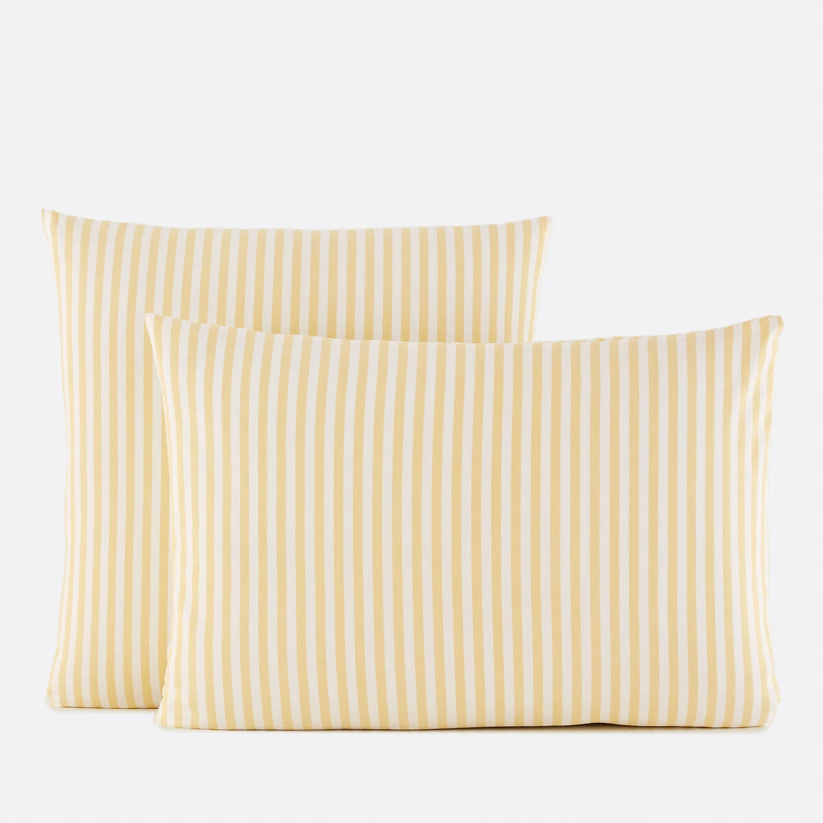 Taie d'oreiller en coton, rayures en tissé-teint, SOIZIC JAUNE