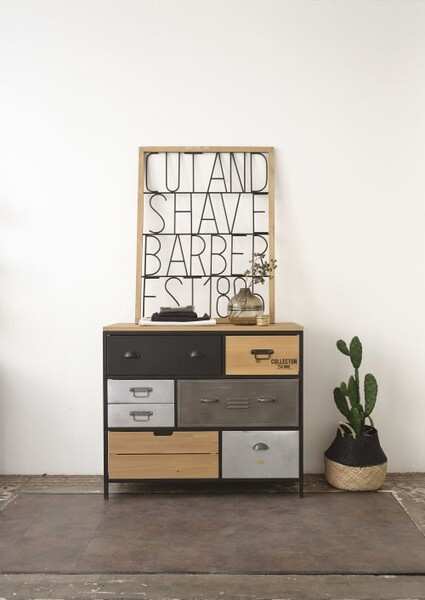 Commode 8 tiroirs en métal et sapin Harvey | Maisons du Monde