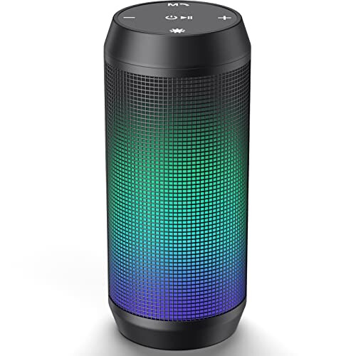 Enceinte Bluetooth Portable avec lumière de 5 Modes Rechargeable USB Haut-Parleur sans Fil Support Carte TF/clé USB Externe