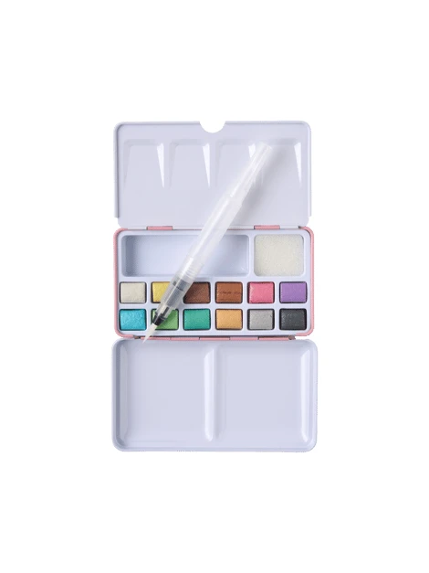 Set de peinture à l’aquarelle Rose | 12,4 x 6,8 x 2 cm. 12 couleurs. | Multi