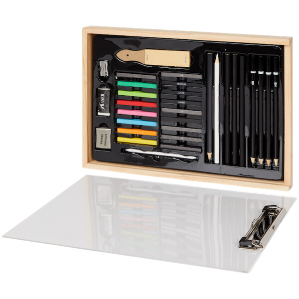 Kit à dessin dans un coffret en bois
