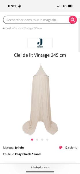 Ciel de lit Vintage 245 cm