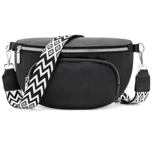 Rorimyth Sac Banane Femme Bandoulière noir Sac Bandouliere Femme Petit Sac a Main Femme Bandouliere Sac à Main Femme Bandoulière Tendance