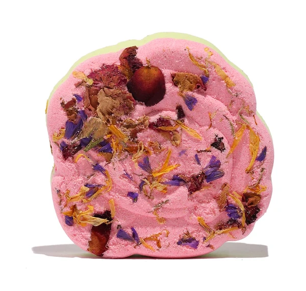 Bombe de bain rose fleurie bicolore-120g