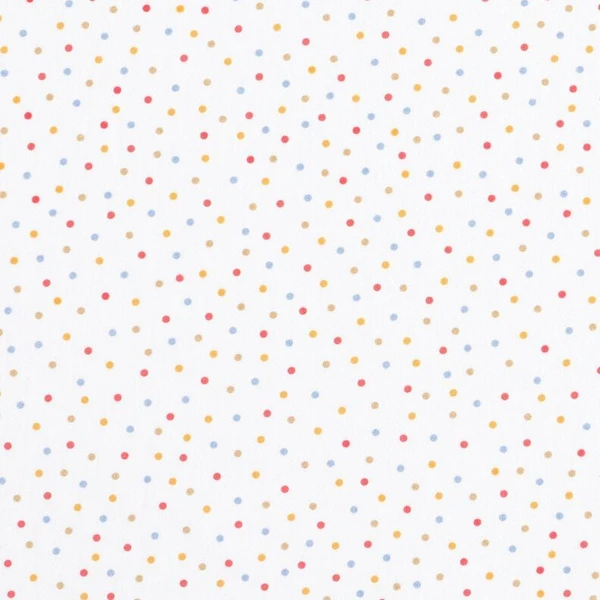 Tissu de décoration Satin de coton Petits points colorés – blanc