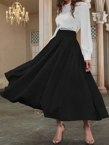 SHEIN Modely Jupe Ã©vasÃ©e taille haute