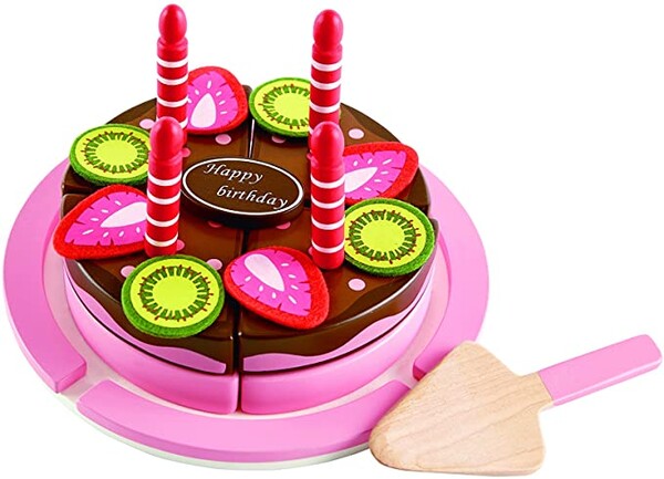 Hape - E3140 - Jeu d'Imitation en Bois - Cuisine - Gâteau d'Anniversaire Fraise-Chocolat : Amazon.fr: Jeux et Jouets