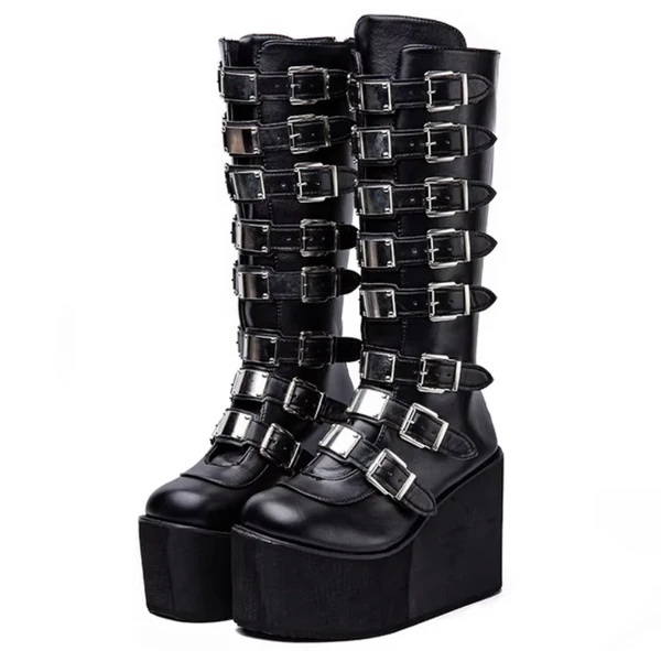 Bottes à Plateforme pour Femme, Chaussures Punk Gothiques, Épaisses, Compensées, Talons Hauts, Automne Hiver, Y2K - AliExpress