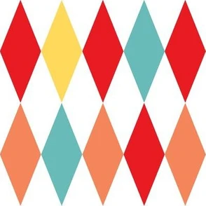 1950s harlequin diamonds - red, coral, Fabric | Spoonflower