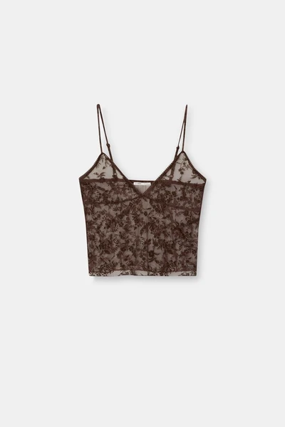 Top en tulle, dentelle et velours